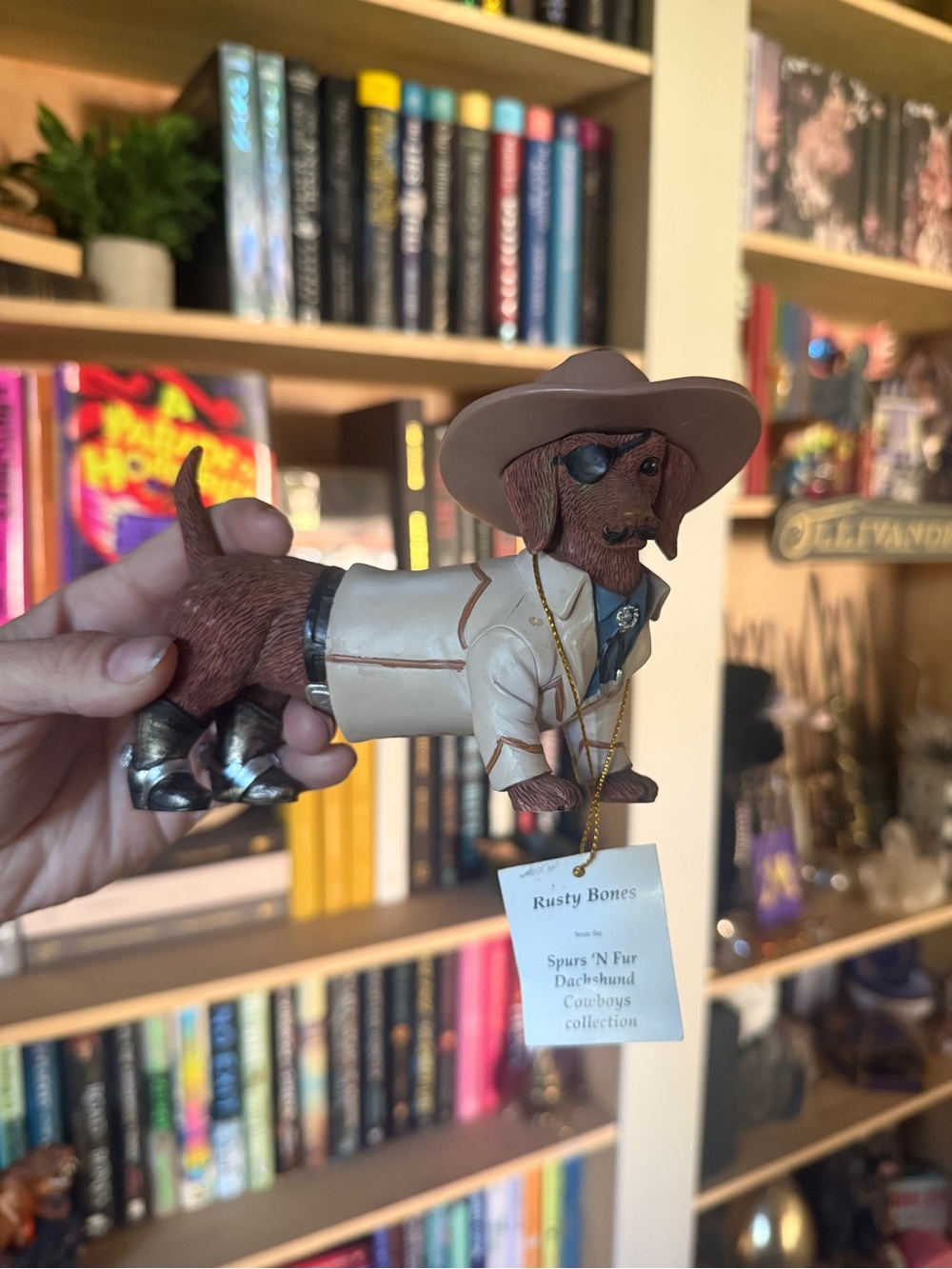 Hamilton Dachshund Figurine rusty bones spurs and fur Jacket and Hat Dog Statue